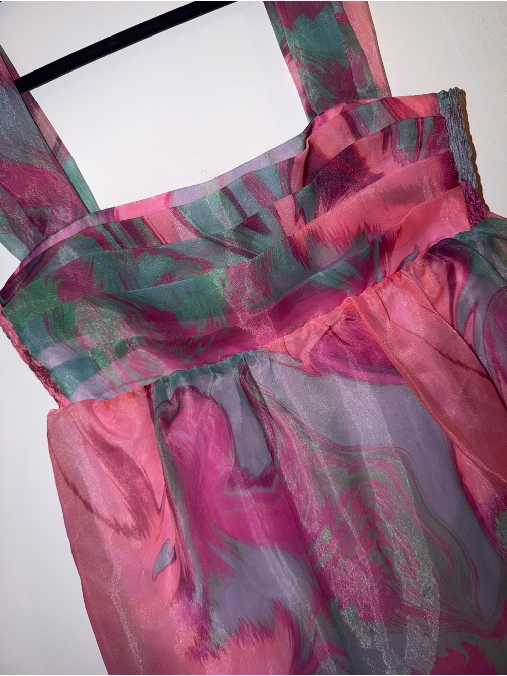 Amanda Uprichard Cindylou Dress in Mystic Pink Gray Swirl Coquette Party Large L - Picture 5 of 8